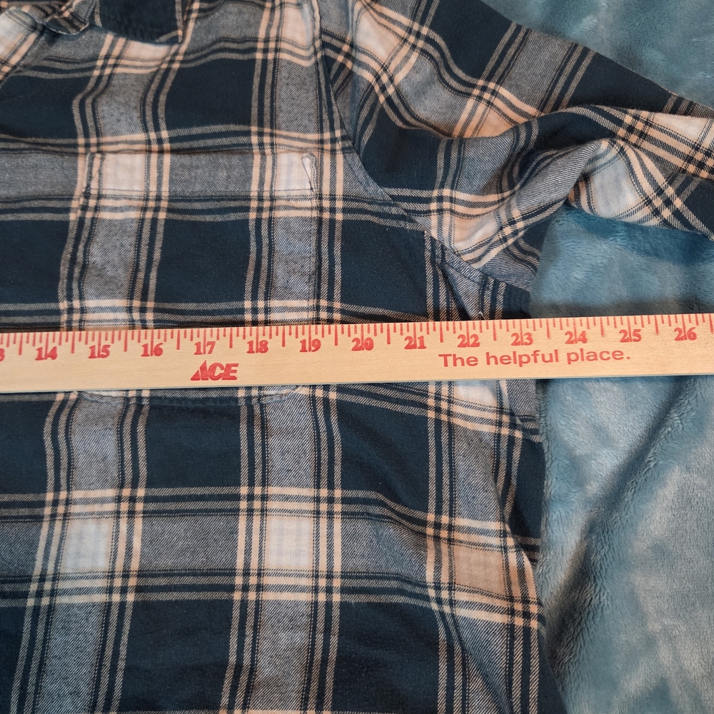 So Womens Soft Plaid Flannel-Style Shirt Cotton XL Green Plaid Button up Outdoor - Picture 6 of 12